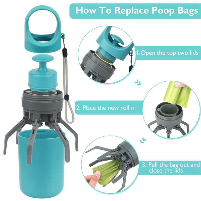 Poop Scoop - Dog Pooper Scooper With Built-in Poop Bag Dispenser