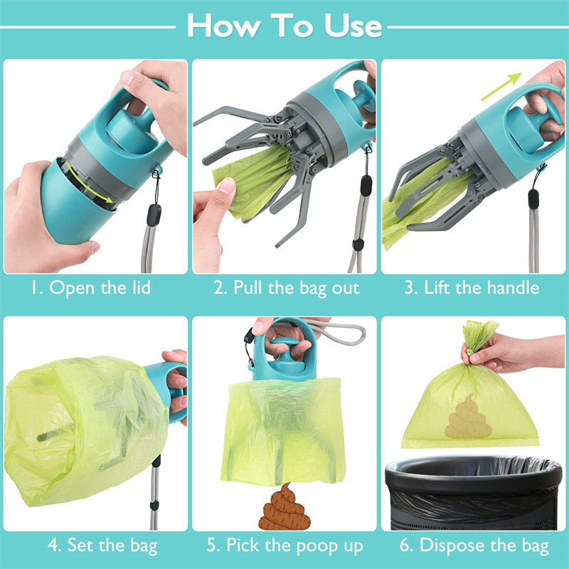 Poop Scoop - Dog Pooper Scooper With Built-in Poop Bag Dispenser